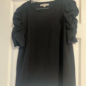 LOFT Elegant Black Textured Blouse